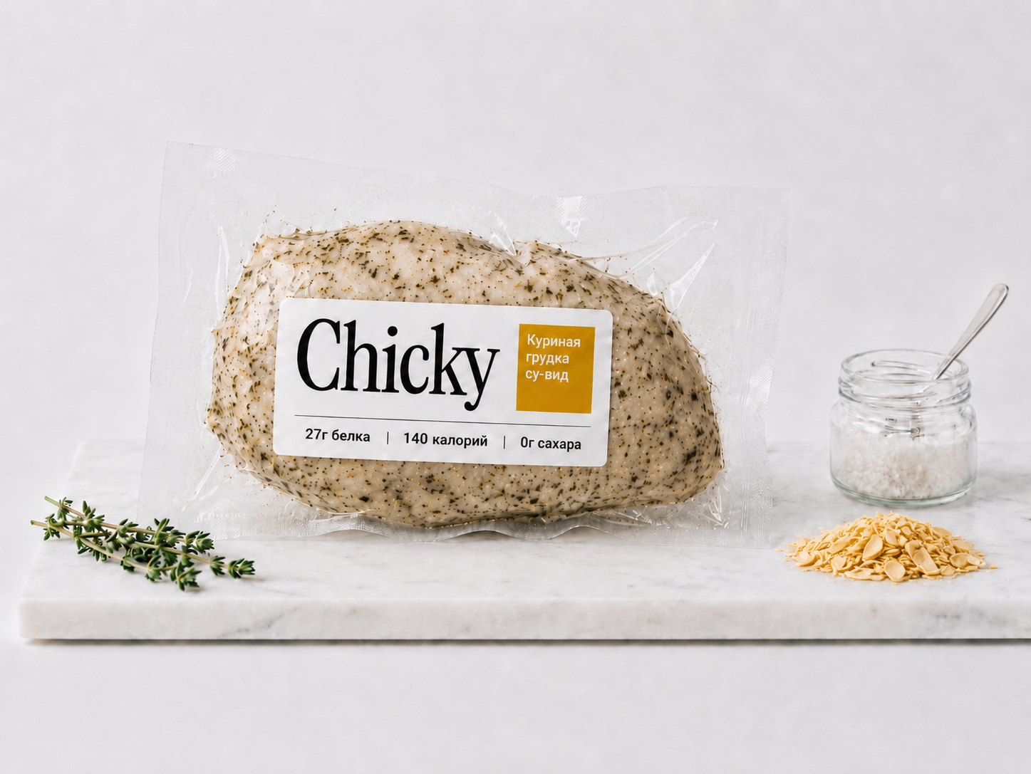 Chicky — Чеснок и травы. Куриная грудка су-вид в вакуумной упаковке