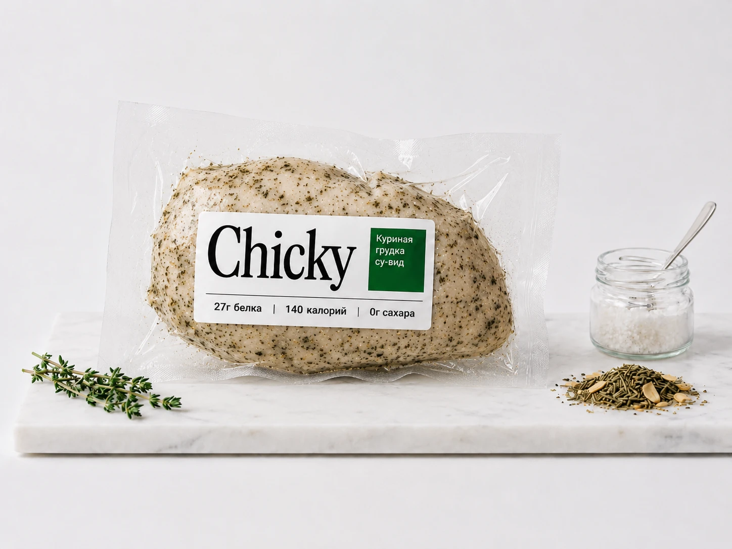 Chicky — Чеснок и травы. Куриная грудка су-вид в вакуумной упаковке